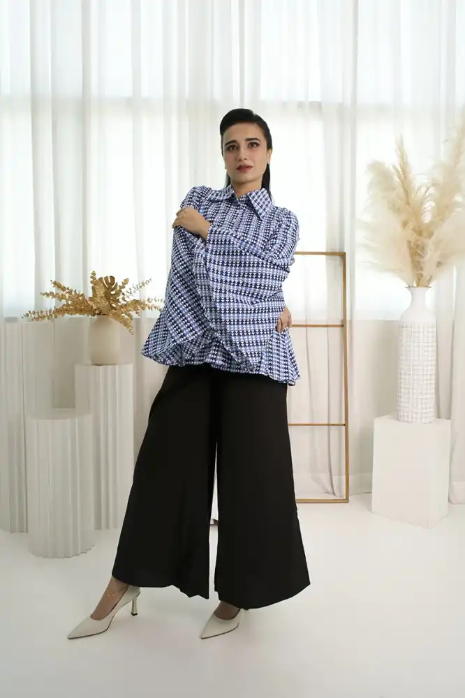 Anggun Modest Blouse - Kimono Top Blue